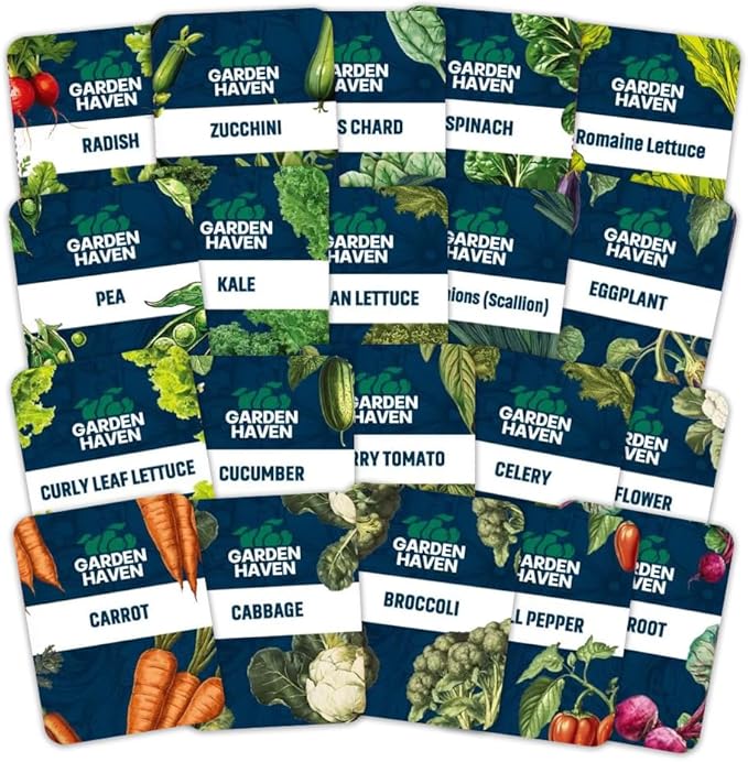 20 Vegetable Seeds Variety Pack - Complete Grow Kit Heirloom Vegetables Indoor Outdoors Vegetable Seeds, Tomatos, Broccoli, Carrots, Lettuce & More - DIY Starter Kit (Seeds Only)