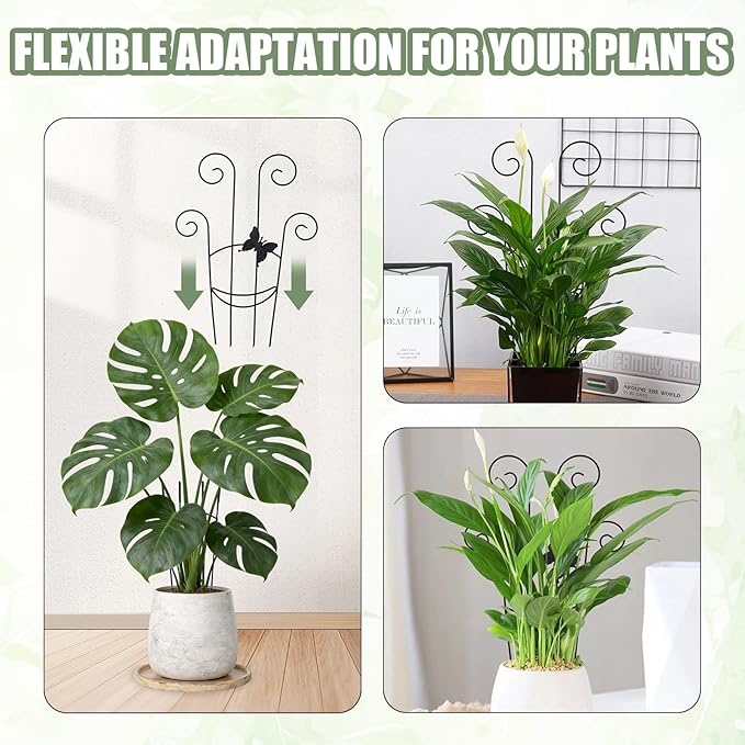 2 Set 30In Taller Plant Trellis for Climbing Plants, Monstera Plant Support Stakes for Outdoor Plants, Expandable Metal Trellis for Potted Plants Climbing Stakes for Garden Vines Flowers(Butterfly)