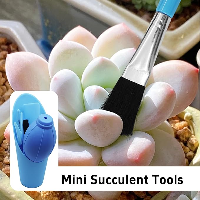 6Pcs Mini Succulent Tools Set, Garden Hand Tools Kit for Indoor Plant Care, Succulent Bonsai Miniature Garden Tool Set, Small Gardening Tools for Transplanting Digging Planting, Blue