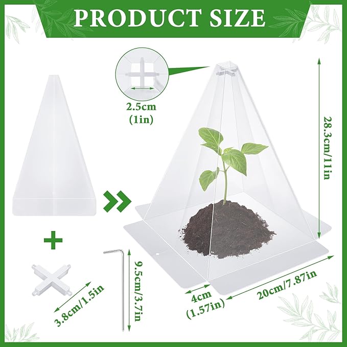Garden Cloches for Plants, 50 Pack Plastic Small Plant Seedling Protector, Reusable Clear Bell Covers with 100pcs Metal Stakes, Mini Greenhouse Against Sun, Frost, Snails, Birds, 7.8" x 11"