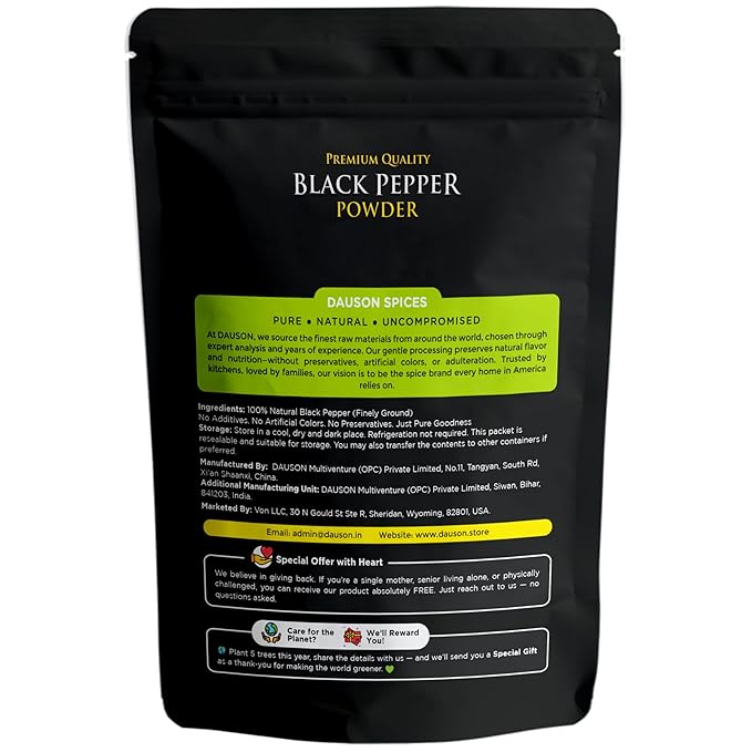 Black Pepper Powder for Cooking | Fine Powder Form,100% Pure, No Colors, No Additives | Kitchen Staple for Chefs, Home Cooks & Restaurants