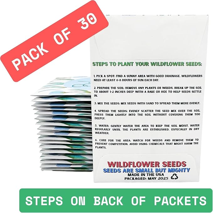 Wildflower Seed Packets Baby in Bloom Shower Party Favors (Pack of 30) - Wildflower Seed Packet Favors Gift (Blue Baby in Bloom)