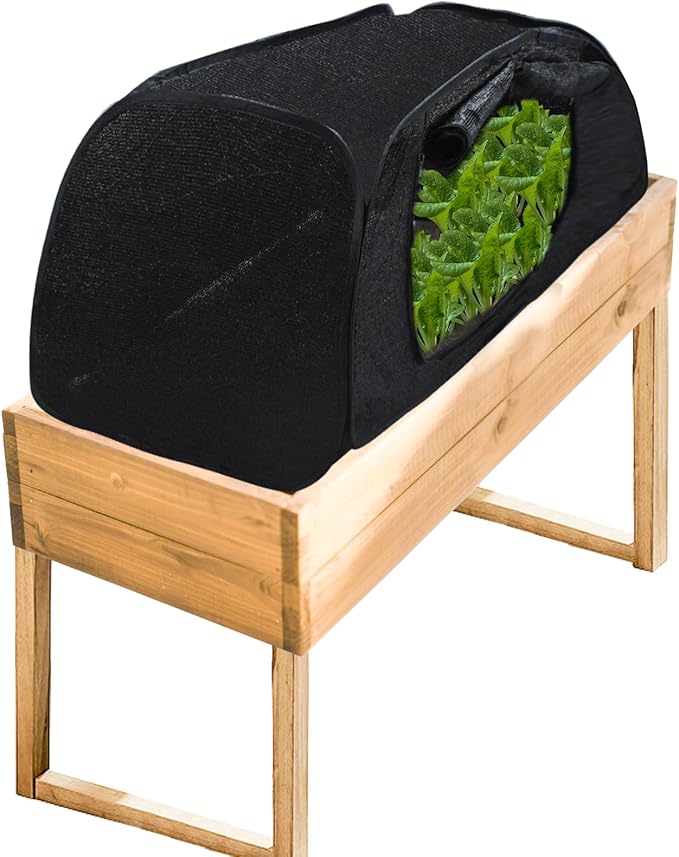 Pop Up Sun Shade for Raised Garden Bed, 47"X21"X18" Foldable Plant Shade Tent Garden Shade Tunnel 80% UV Resistant Sunblock Shades Cover Crop Cage with Bag and Stake for Outdoor Plants Heat Protection