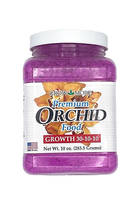 Grow More Premium Growth Formula 30-10-10 Orchid Food Fertilizer - 10oz Water Soluble, High Nitrogen Orchid Fertilizer for Robust Growth & Vibrant Blooms