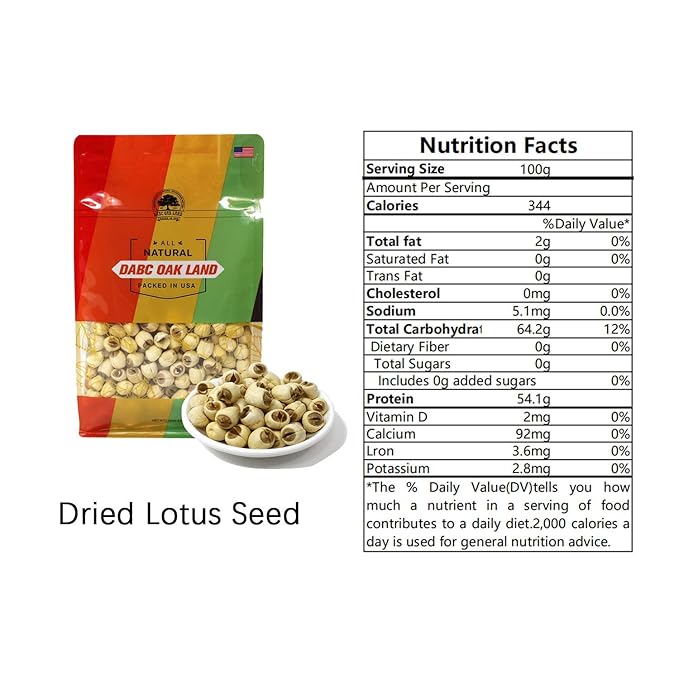 DOL Natural Dried Lotus Seeds Packed In USA 莲子干 16 Ounce, 100% Natural, Dried White Lotus Seeds Lian ZI, Rich In Methionine for Health, 白蓮子 for Herbal Tea Cooking Porridge and Soup Raw Material