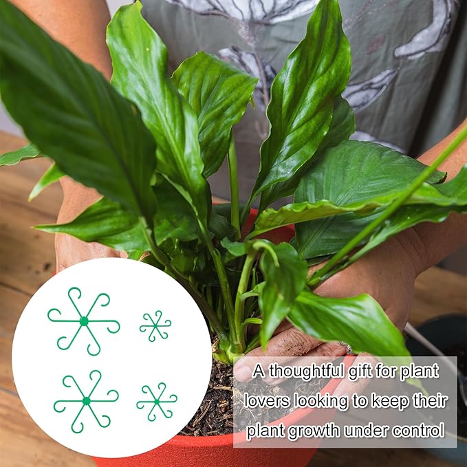 4pcs Plant Stem Supports, Plastic Houseplant Climbing Holders Stabilizer Reusable Small Climbers Flower Plant Stakes Trellis Stem Hook Growth Accessories for Indoor Monstera (Green)