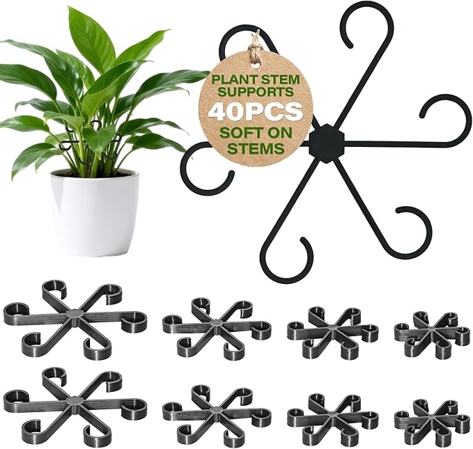 40pcs Plant Stem Support, Plant Support for Indoor Plants, Plastic Reusable Plant Support Clips, Indoor Plants Accessories