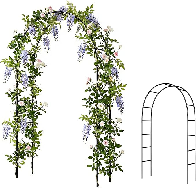 Iron Pergola Arbor Practical, 7.9 Feet High x 4.6 Feet Wide, Assemble Easily for Various Climbing Plant Wedding Garden Arch Bridal Party Decoration Wide Arbor