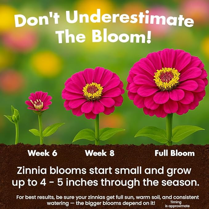 NatureZ Edge Zinnia Seeds for 2026 Planting Outdoors, Over 550 Flower Seeds, 4g, Non GMO Made in USA, Bulk Semillas De Flores para Sembrar, Dahlia Mix, Easy to Grow Zinnia Seed Mix