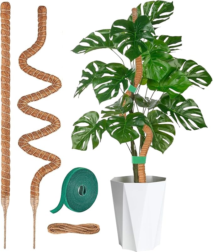 2 Pack 28" Bendable Moss Pole, Anllecr Monstera Plant Support,Plant Stakes for Indoor Plants, Plant Sticks for Indoor Outdoor Climbing Plants | Support for Potted Plants Like Pothos, Philodendrons