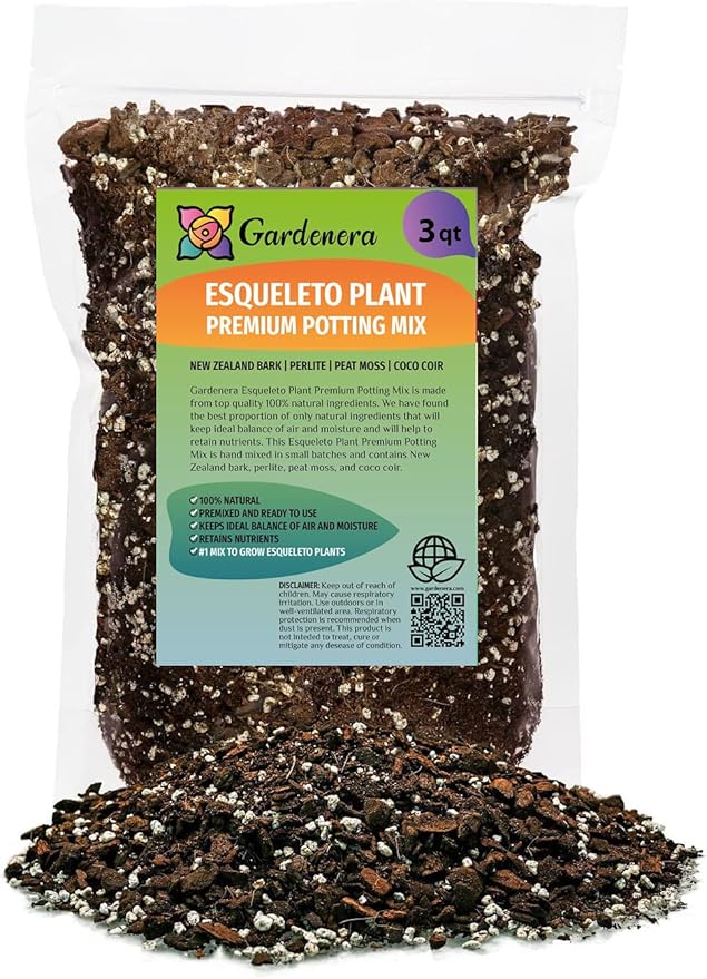 GARDENERA Monstera Esqueleto Potting Soil - Promotes Optimal Drainage and Aeration for Vibrant Foliage - 3 Quart