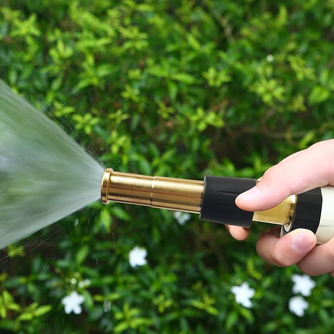 Hourleey 2 Pcs 5" Heavy Duty Brass Nozzles, Brass Jet Sweeper Garden Hose Nozzle, 3/4" GHT Nozzles for Garden Watering, Car and Pet Washing