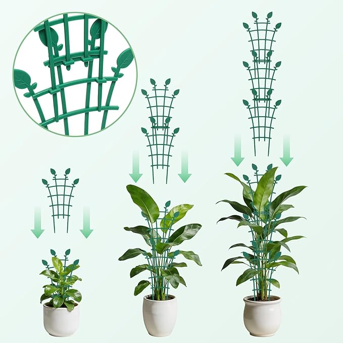 4 Pack Small Trellis for Potted Plants, Stackable Plant Trellis Indoor Outdoor Climbing Plant Support for Pothos Hoya Vine Ivy Houseplants Flower