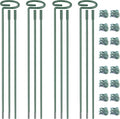 4.5mm Adjustable Length Plant Stake, Assembled (12 or 24 or 36 inch) Outdoor and Indoor Plant Support Poles for Flowers Marigolds Tomatoes Lilies Peonies Roses Daffodils Flower Clips (4 Sets, 16 Pcs)