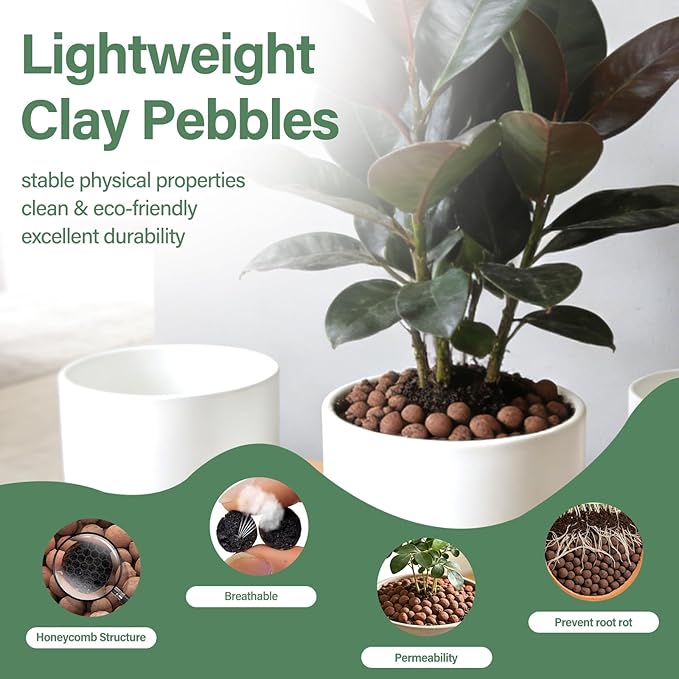 Halatool 12LB Expanded Clay Pebbles for Potted Plants Organic Lightweitht Clay Leca Balls for Hydroponics Gardening Orchids Drainage Decoration Aquaponics Aquariums