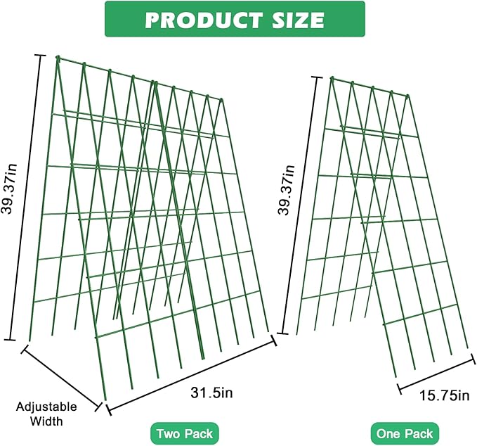 DoCred Cucumber Trellis, 2 Pack Foldable A Frame Trellis for Raised Bed Climbing Plants, Vegetables, Includes Plant Support Clips, Twist Ties, Plastic Ties- Made from PVC-Coated Steel