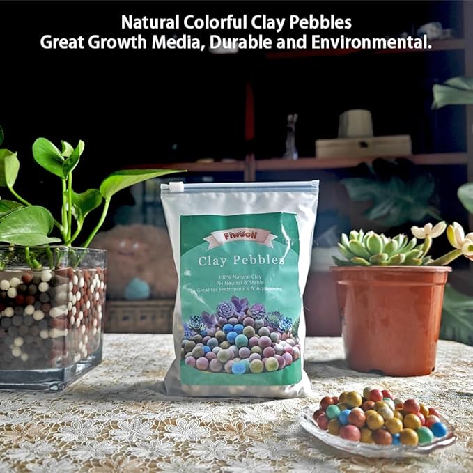 Colorful Leca Clay Pebbles 2LBS for Plants 8-10mm Natural Organic Leca Balls Indoor Potting Garden Soil for Orchid, Succulents, Hydroponics, Decoration, Drainage (Colorful-2, 2 lbs)