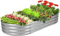 Raised Garden Bed GRS Certified Galvanized Planter Box Outdoor, 6.5ft Oval Rot-Resistant Metal Garden Bed Planter, Recycled Material Planter for Vegetables Flowers Herbs (Silver)