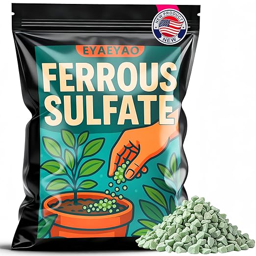 Ferrous Sulfate Granules 20% Iron, Soil Acidifier for Lawns & Plants | Fast Greening for Grass, Turf, Shrubs, Trees, Flowers & Gardens | Corrects Iron Deficiency & Yellowing (8 oz)