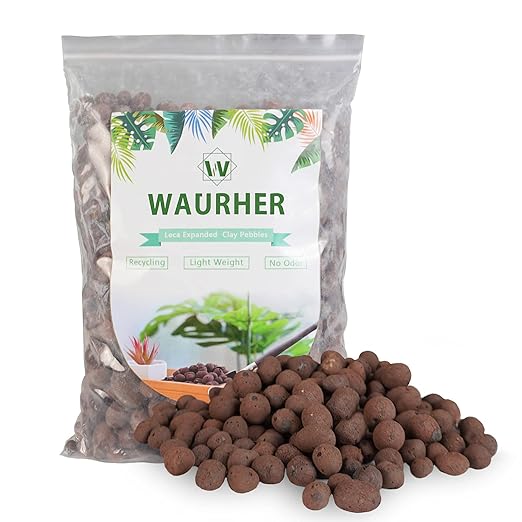 WAURHER Leca Expanded Clay Pebbles 2LBS Grow Media for Indoor Plants Hydroponic Growing Gardening System Supplies …