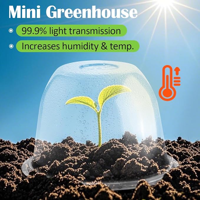 10" D × 6.7" H Plant Protectors from Animals, Garden Cloches for Seedlings Nursery Pots, Durable Humidity Domes with Ventilation Holes, Clear Plant Covers, Mini Greenhouse for Plants 5-Pack