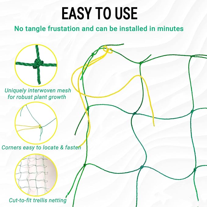 Trellis Netting for Climbing Plants - Heavy Duty Garden Trellis Netting for Cucumber, Vine, Fruits & Vegetables Tomato Plants Trellis Net, Climbing Vining Plants 10' x 7'Ft Green