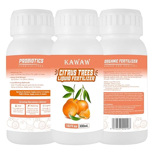 10oz Organic Citrus Tree Fertilizer - Microbial Probiotic Liquid Plant Food for Lemon, Lime, Orange & Olive Trees - Revitalizes Yellow Leaves & Roots