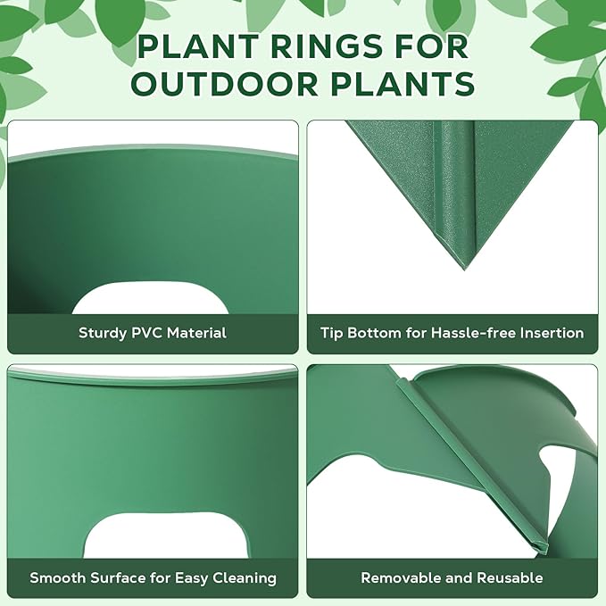 MoKo 6 PCS 10 Inch Plant Rings for Outdoor Plants, Protective Garden Edging Border for Water Retention, Reusable PVC Planting Ring for Yards, Greenhouse, Lawn, Shrubs, Vegetables, Herbs and Flowers
