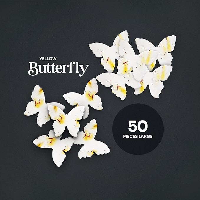 50pcs Large Yellow Butterfly Seed Paper – Plantable & Writable Wildflower, Gift for Mom This Mother’s Day, Use for Shower Favors, Weddings, Party Favors or Life Events