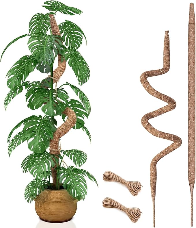 2 Pack 35 Inch Moss Pole, Bendable Moss Pole for Plants Monstera, Tall Moss Poles for Climbing Plants Indoor, Large Support, Garden Trellis Stick Stakes for Plants