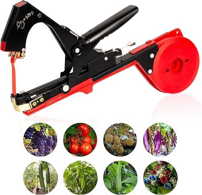 Plant Tying Machine,Tape Tool for Tomatoes Peppers Grapes Cucumbers Floral Support and Vining Vegetables,with Tapes, Spare Parts, Staples,Great for Gardeners Farmers