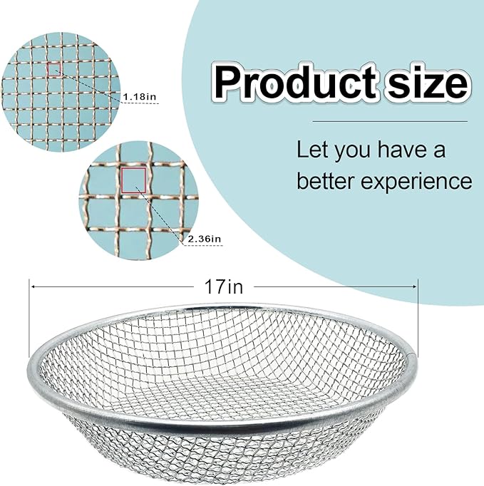 17''Soil Sifter for Gardening, Heavy Duty Rock Sifter,Compost Sifter Dirt Sifter,Captures Dirt Rocks Sawdust