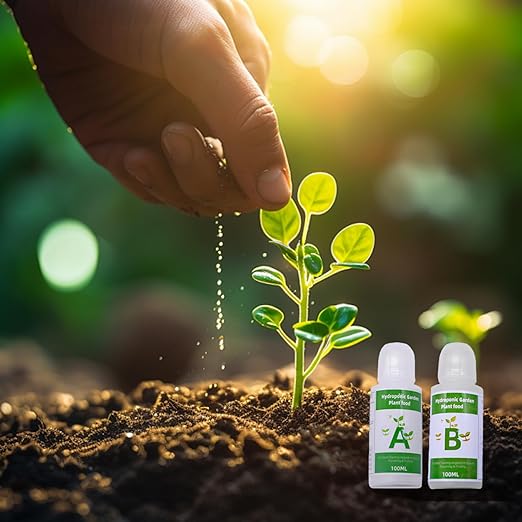 Hydroponic Plant Food, 2 Bottles Hydroponic Nutrients 20-23g/ Bottle Plant Food A and B for Indoor Plants, Vegetables, Fruits and Flowers, Hydroponics Nutrients