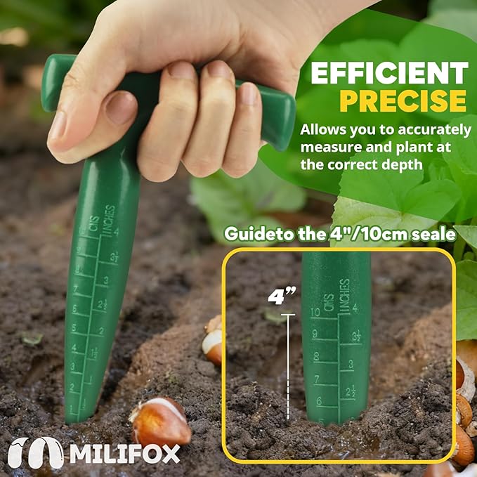 Seed Planter Tool, 6.9" Dibber Garden Tool, Plastic Seed Dibbler for Planting, Bulb Digger Garden Planter with Handle for Sowing Seeds, Planting, Bulbs, Digging (Green)