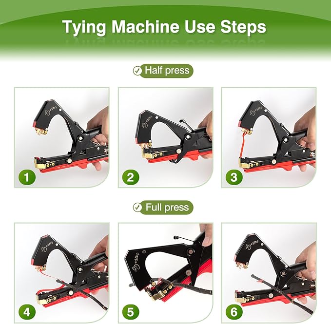 Plant Tying Machine,Tape Tool for Tomatoes Peppers Grapes Cucumbers Floral Support and Vining Vegetables,with Tapes, Spare Parts, Staples,Great for Gardeners Farmers