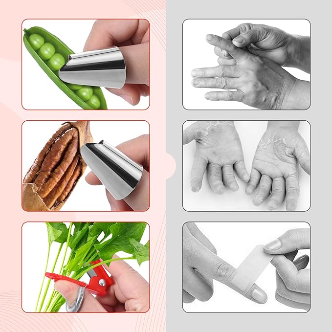 16 Pcs Thumb Knife for Gardeners,Multifunctional Gardening Thumb Knife Tool Set,Portable Garden Finger Cutter for Plant Vegetable Fruit Picking,Trimming,Harvesting, Red