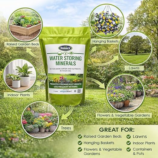 AquaSmart Water Storing Soil Additive – Just Add to Soil and Cut Watering By Half - Fewer Plant Waterings for Indoor Pots and Outdoor Gardens - Non-Toxic Superabosrbent Coated Sand