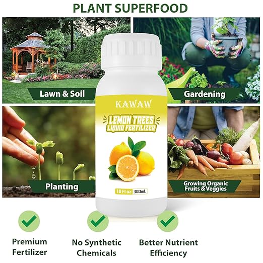 Liquid Lemon Tree Fertilizer - 10oz Microbial Organic Citrus Tree Fertilizer for Potted Trees & Indoor Plants, Meyer Lemon Tree Food, Concentrated Nutrient Solution