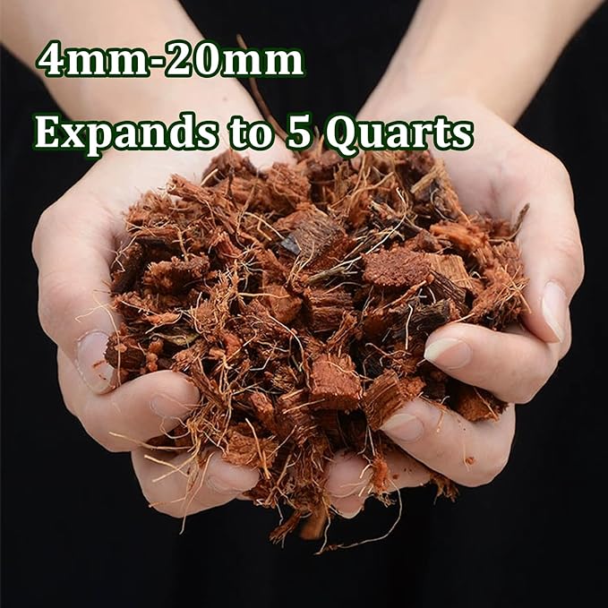 Coco Husk Chips Coconut Substrate for Garden Potting Soil Coconut Brick for Indoor Outdoor Flowers Plants Compressed Low EC Coco Husk Mulch for Garden Coconut Substrate for Reptiles, 4 Pack