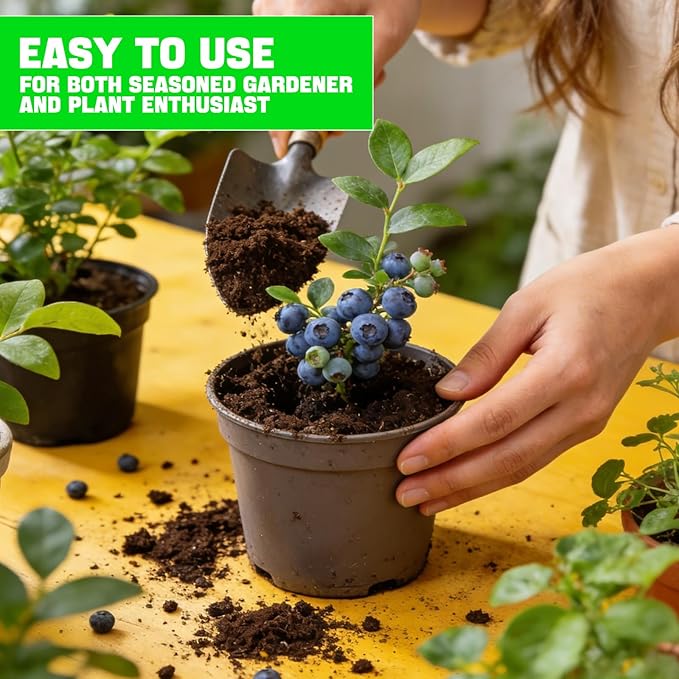 Blueberry Soil Mix 4qt- 100% Natural Organic Potting Soil for Blueberry Trees, Superior Drainage & Aeration, Ideal for Indoor & Outdoor Blueberry Plants