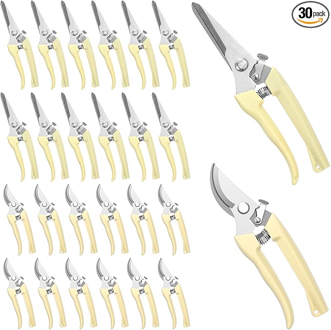 24pcs pruning shears for gardening Garden Flower Shears garden shear gardening scissors flower cutting scissors hedge clippers Beige flowers clippers Handheld Heavy Duty Plant Scissor