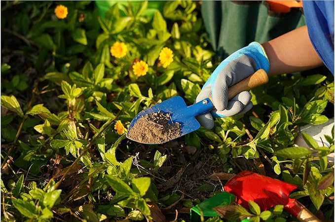 Kidz Gardening Set -Real Metal Gardening Tools Kit for Childrenz Includes Sturdy Shovel,Rake,Fork,Trowel,Kidz Garden Kit with Sun Hat,Apron,Gloves,Tote Bag,Sprayer and Bucket,Outdoor Gardening Gifts