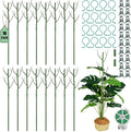 16 Pack Stackable Monstera Plant Support, 27.5 Inch Climbing Plants Support Structures for Indoor Outdoor Plants, 20 Orchid Clips & 16 Twist Clips & 65.5ft Twist Ties