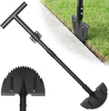 Half Moon Edger Lawn Tool, Sharp Saw-Tooth Hand Lawn Edging Tool for Landscaping, 48.5" Adjustable Long Handle Manual Edgers with T-Grip for Sidewalk Flower Bed Yard Garden Border Cable Burying
