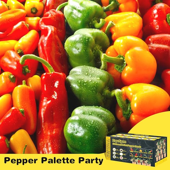 10 Pepper Seeds Window Garden Kit - Hot & Sweet Peppers Seeds for Indoor & Outdoor Planting, Gardening Gift for Kids, Moms, Women, Beginners, Complete Starter Kit Vegetable Garden Starter