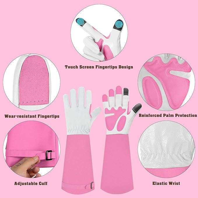 Long-Gardening-Gloves for Women/Men - Thorn Proof Rose Pruning Gloves Heavy Duty Gauntlet, Best Garden Gifts for Gardener-M