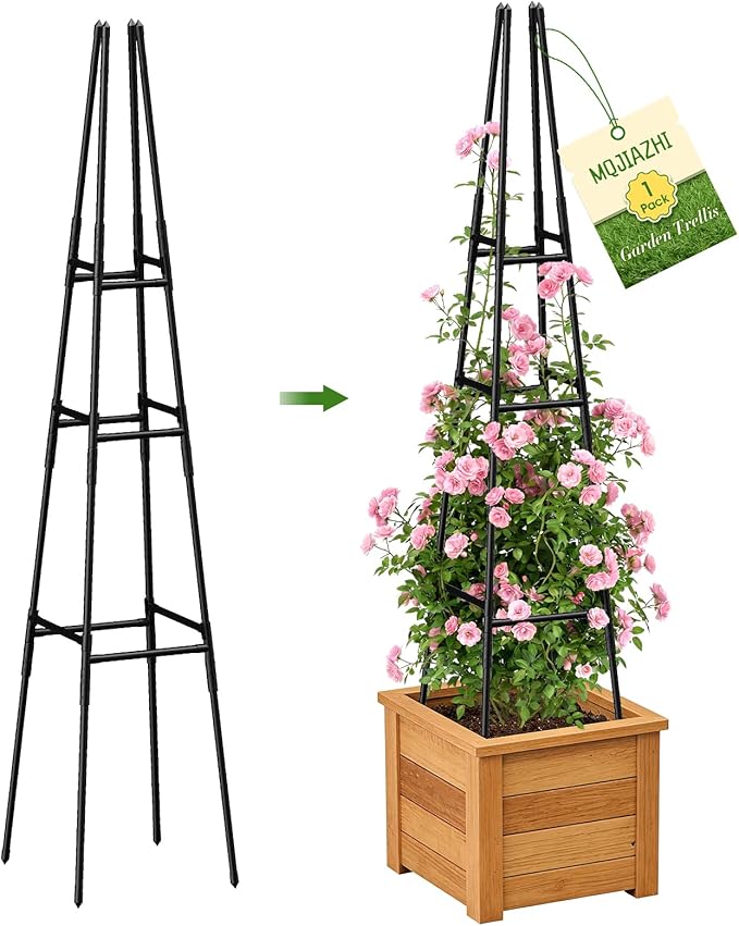 1 Pack Garden Obelisk Trellis for Climbing Plants Outdoor Indoor Pots, Plant Trellis for Climbing Plant Support for Climbing Plants Garden Trellis for Indoor Potted Plants, Vines, Climbing Rose