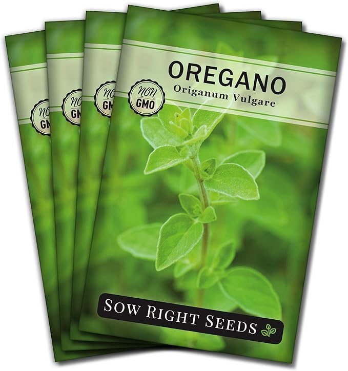 Sow Right Seeds - Oregano Seed for Planting - Non-GMO Heirloom- Instructions to Plant and Grow a Kitchen Herb Garden - Indoor or Outdoor - Gardening Gift - Produces Flavorful Leaves for Seasoning (4)