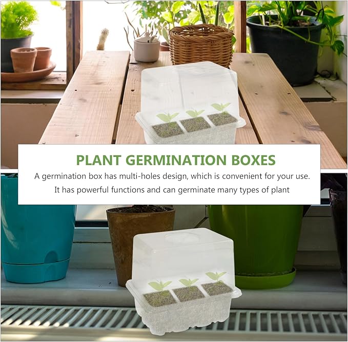 Yardwe 3pcs Plant Germination Boxes with 6 Holes, Thickened and Heightened Nursery Trays for Seedling Growth, Moisture and Heat Retention Planting Supplies for Garden and Greenhouse Use