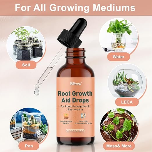 Root Drops - Liquid Rooting Hormone - Fast Growth for Cuttings | Less Shock in Water/Soil/LECA/Moss | Fits Pothos, Monstera, Philodendron & All Houseplants (4 oz) (1)